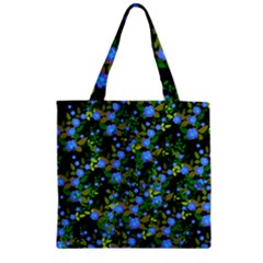 Blue Luminescent Roses Zipper Grocery Tote Bag by snowwhitegirl