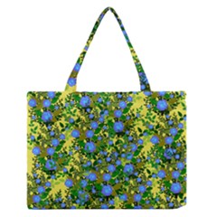 Blue Luminescent Roses Yellow Zipper Medium Tote Bag by snowwhitegirl