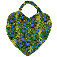 Blue Luminescent Roses Yellow Giant Heart Shaped Tote by snowwhitegirl