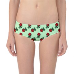 Red Roses Green Classic Bikini Bottoms by snowwhitegirl