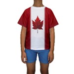 Kid s Canada Flag Bathing Suits Kids  Short Sleeve Swimwear