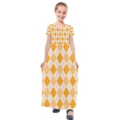 Argyle Pattern Seamless Design Kids  Short Sleeve Maxi Dress by Sapixe
