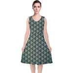 Texture Background Pattern V-Neck Midi Sleeveless Dress 