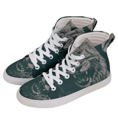 Angry Male Lion Pattern Graphics Kazakh Al Fabric Men s Hi-top Skate Sneakers by Sapixe