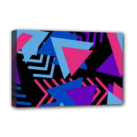 Memphis Pattern Geometric Abstract Deluxe Canvas 18  X 12  (stretched) by Sapixe