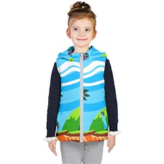 Landscape Background Nature Sky Kid s Hooded Puffer Vest by Sapixe