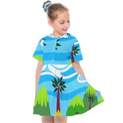 Landscape Background Nature Sky Kids  Sailor Dress by Sapixe