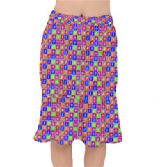 Numbers And Vowels Colorful Pattern Mermaid Skirt by dflcprints