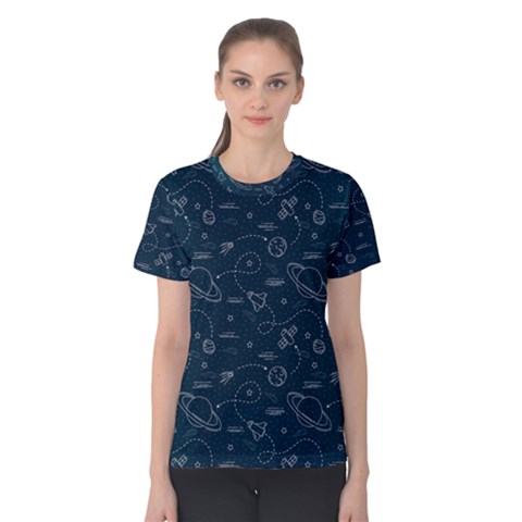 Retro Space Pattern Women s Cotton Tee by JadehawksAnD