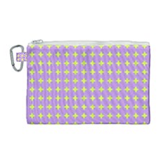 Pastel Mod Purple Yellow Circles Canvas Cosmetic Bag (large) by BrightVibesDesign