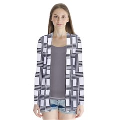 Seamless Stripe Pattern Lines Drape Collar Cardigan