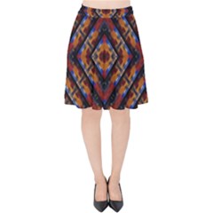 Kaleidoscope Art Pattern Ornament Velvet High Waist Skirt by Simbadda
