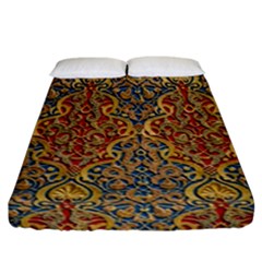 Wall Texture Pattern Carved Wood Fitted Sheet (california King Size) by Simbadda