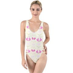 Tiny Heart And Flowers By Flipstylez Designs High Leg Strappy Swimsuit