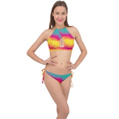 Ombre Cross Front Halter Bikini Set by Valentinaart