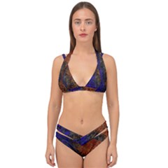 Colored Rusty Abstract Grunge Texture Print Double Strap Halter Bikini Set by dflcprints