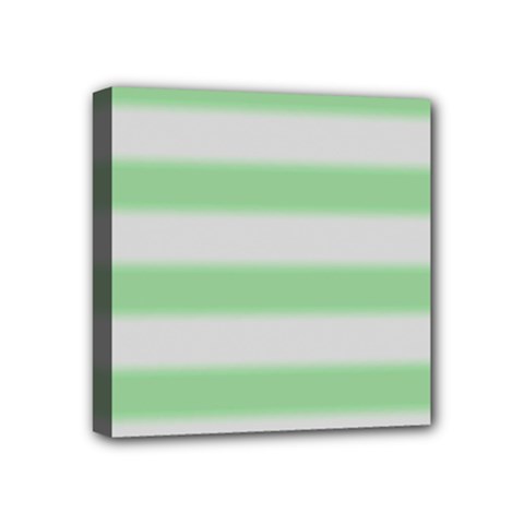 Bold Stripes Soft Green Mini Canvas 4  X 4  (stretched) by BrightVibesDesign