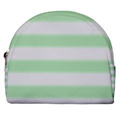 Bold Stripes Soft Green Horseshoe Style Canvas Pouch by BrightVibesDesign