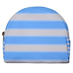 Bold Stripes Bright Blue Pattern Horseshoe Style Canvas Pouch by BrightVibesDesign