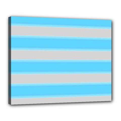 Bold Stripes Turquoise Pattern Canvas 20  X 16  (stretched) by BrightVibesDesign