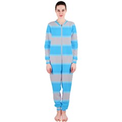 Bold Stripes Turquoise Pattern Onepiece Jumpsuit (ladies)  by BrightVibesDesign