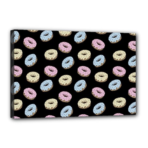Donuts Pattern Canvas 18  X 12  (stretched) by Valentinaart