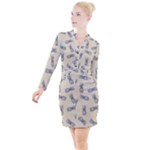 Pineapple pattern Button Long Sleeve Dress