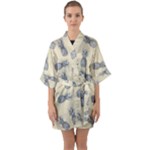 Pineapple pattern Quarter Sleeve Kimono Robe