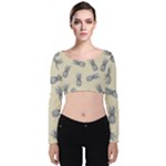 Pineapple pattern Velvet Long Sleeve Crop Top