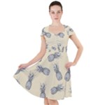 Pineapple pattern Cap Sleeve Midi Dress