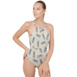 Pineapple pattern High Neck One Piece Swimsuit