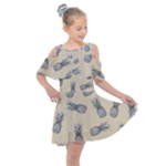 Pineapple pattern Kids  Shoulder Cutout Chiffon Dress