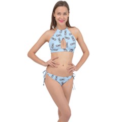 Pineapple Pattern Cross Front Halter Bikini Set by Valentinaart