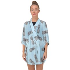 Pineapple Pattern Half Sleeve Chiffon Kimono by Valentinaart