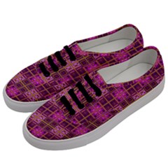 Mod Pink Purple Yellow Square Pattern Men s Classic Low Top Sneakers