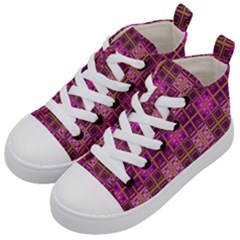 Mod Pink Purple Yellow Square Pattern Kid s Mid-top Canvas Sneakers