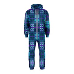 Mod Purple Green Turquoise Square Pattern Hooded Jumpsuit (kids) by BrightVibesDesign