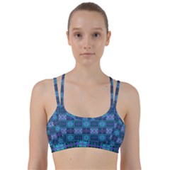 Mod Purple Green Turquoise Square Pattern Line Them Up Sports Bra by BrightVibesDesign