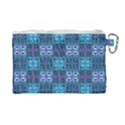 Mod Purple Green Turquoise Square Pattern Canvas Cosmetic Bag (Large) View2