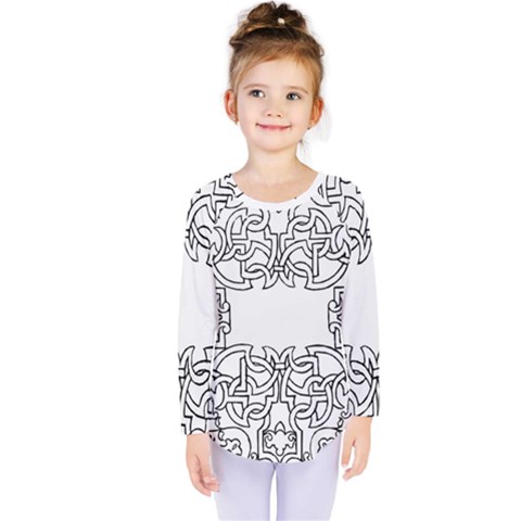 Grolier Antique Scroll Fruit Kids  Long Sleeve Tee by Simbadda