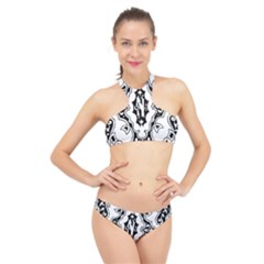 Holbein Floriated Antique Scroll High Neck Bikini Set by Simbadda