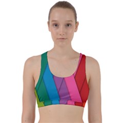 Abstract Background Colorful Strips Back Weave Sports Bra by Simbadda