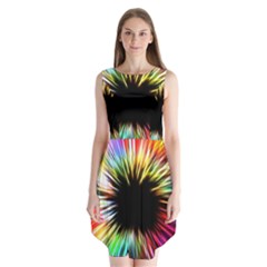 Color Background Structure Lines Sleeveless Chiffon Dress   by Simbadda