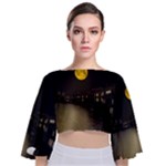 Travel Architecture Tourism Venice Tie Back Butterfly Sleeve Chiffon Top