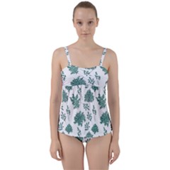 Flower Pattern Pattern Design Twist Front Tankini Set