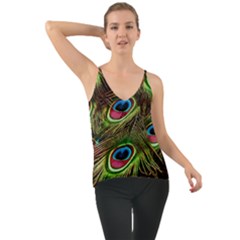 Peacock Feathers Color Plumage Chiffon Cami