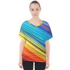 Rainbow V-neck Dolman Drape Top by NSGLOBALDESIGNS2