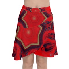 Chakra Art Heart Healing Red Chiffon Wrap Front Skirt by Simbadda