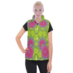 Green Pink Abstract Art Abstract Background Women s Button Up Vest by Simbadda