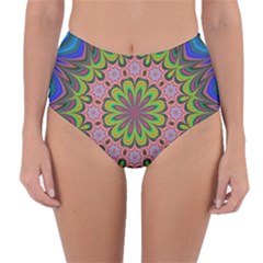 Floral Fractal Star Render Reversible High-waist Bikini Bottoms by Simbadda